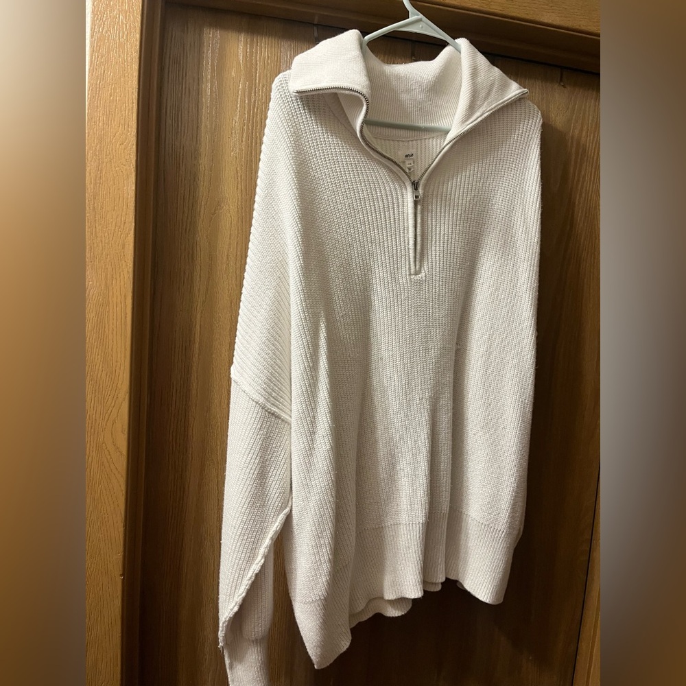 Aerie Cream Quarter-Zip Sweater